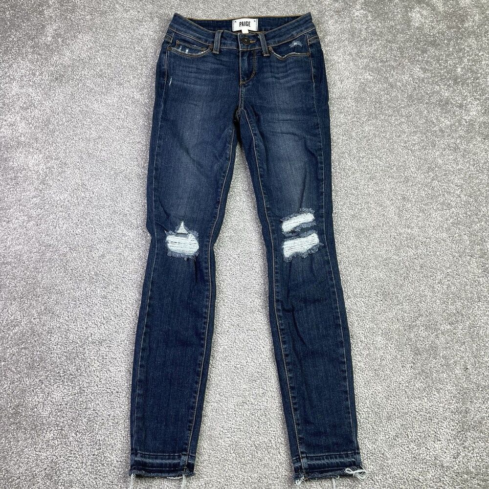 Paige Verdugo Jeans Women’s 25 Blue Ankle Skinny Low Rise Dark Denim Stretch